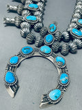 366 Gram Gasp! Native American Navajo Turquoise Sterling Silver Squash Blossom Necklace-Nativo Arts