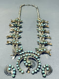 Native American Unique Naja Vintage Navajo Turquoise Sterling Silver Squash Blossom Necklace-Nativo Arts