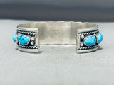 Gorgeous Vintage Native American Navajo 11 Kingman Turquoise Sterling Silver Bracelet-Nativo Arts