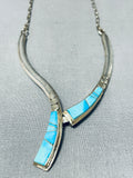Gorgeous Vintage Native American Zuni Blue Gem Turquoise Sterling Silver Necklace & Earrings Set-Nativo Arts