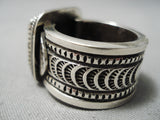 Detailed And Heavy!! Navajo Sterling Silver Native American Thick Ring!-Nativo Arts