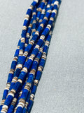 Native American One Of Best Vintage Tubule Lapis Heishi Santo Domingo Sterling Silver Necklace-Nativo Arts