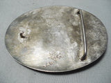 Amazing Vintage Native American Navajo Morenci Turquoise Sterling Silver Buckle-Nativo Arts