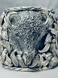 Native American 252 Gram Huge Heavy Navajo Bison Turquoise Sterling Silver Bracelet-Nativo Arts