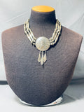One Of A Kind Vintage Native American Navajo Sterling Silver Shield Choker Necklace-Nativo Arts
