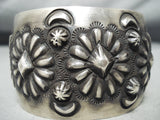 Huge Hand Tooled Vintage Native American Navajo Sterling Silver Repoussed Bracelet-Nativo Arts