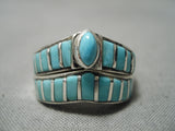 Marvelous Vintage Navajo Inlay Turquoise Sterling Silver Native American Ring-Nativo Arts