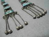 Rare Vintage Zuni Native American Blue Gem Turquoise Sterling Silver Earrings-Nativo Arts