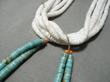 Rare Vintage Santo Domingo #8 Turquoise Heishi Native American Necklace Old-Nativo Arts
