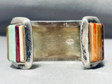 Astronomical Vintage Native American Navajo Turquoise Inlay Sterling Silver Bracelet-Nativo Arts