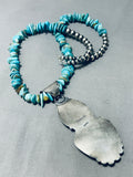 Signed Huge Double Turquoise Native American Navajo Sterling Silver Heishi Necklace-Nativo Arts