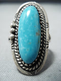 Marvelous Vintage Native American Zuni Blue Gem Turquoise Sterling Silver Ring Old-Nativo Arts