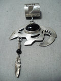 Gil Brown Vintage Native American Navajo Black Onyx Sterling Silver Bear Pendant-Nativo Arts