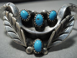 Tremendous Vintage Native American Navajo 3d Turquoise Sterling Silver Bracelet Cuff Old-Nativo Arts