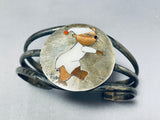 Sleepy Bear Vintage Native American Navajo Inlay Sterling Silver Bracelet Cuff-Nativo Arts