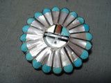 Marvelous Vintage Native American Zuni Turquoise Sterling Silver Pin/ Pendant Old-Nativo Arts