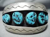 Superior Vintage Native American Navajo Sleeping Beauty Turquoise Sterling Silver Bracelet Old-Nativo Arts
