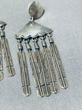 Fabulous Vintage Native American Navajo Sterling Silver Feather Pendant Earrings-Nativo Arts