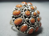 Outstanding Navajo Native American Corals Sterling Silver Dome Ring-Nativo Arts