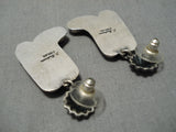 Unique Vintage Navajo Lapis Cowboy Sterling Silver Native American Earrings-Nativo Arts