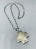 Native American One Of The Most Unique Cross Lapis Sterling Silver Necklace Old-Nativo Arts