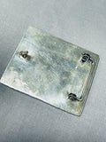The Best Vintage Native American Navajo #8 Turquoise Inlay Sterling Silver Buckle-Nativo Arts
