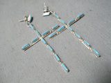Wonderful Vintage Native American Zuni Turquoise Sterling Silver Cross Earrings Old-Nativo Arts