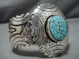 Important Loen Mountain Turquoise Vintage Native American Navajo Sterling Silver Bracelet-Nativo Arts