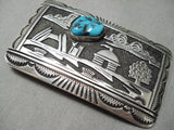 Authentic Vintage Native American Navajo Thomas Singer Turquoise Sterling Silver Buckle-Nativo Arts