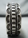 Heavy Signed Vintage Navajo Native American Sterling Silver Bracelet-Nativo Arts