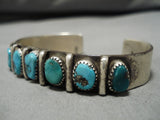 Incredible Vintage Native American Navajo Turquoise Sterling Silver Bracelet Old Cuff-Nativo Arts