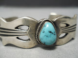 Incredible Vintage Native American Zuni Sterling Silver Blue Diamond Turquoise Bracelet-Nativo Arts