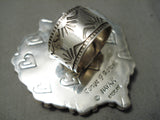 Very Important Huge Native American Navajo Tonya Rafael Turquoise Heart Sterling Silver Ring-Nativo Arts