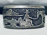 Authentic Thomas Singer Vintage Native American Navajo Detailed Sterling Silver Bracelet-Nativo Arts
