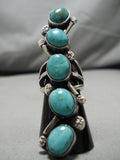 Tremendous Vintage Navajo Deepset Turquoise Sterling Silver Native American Ring-Nativo Arts