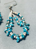 Native American Beautiful Vintage Santo Domingo Turquoise Sterling Silver Earrings-Nativo Arts