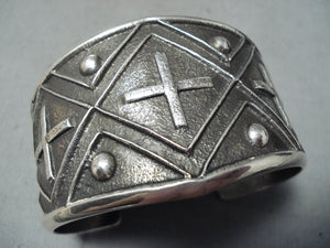 Fascinating Native American Navajo Signed Sterling Silver Crosses Bracelet-Nativo Arts