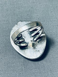 Impressive Vintage Native American Navajo Blue Gem Turquoise Sterling Silver Ring-Nativo Arts