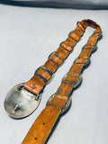 Authentic Hand Tooled Vintage Native American Navajo Turquoise Sterling Silver Concho Belt-Nativo Arts
