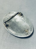 Impressive Vintage Native American Zuni Blue Gem Turquoise Sterling Silver Buckle-Nativo Arts