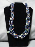 One Of The Best Vintage Navajo Tubule Lapis Native American Necklace-Nativo Arts