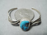 Marvelous Vintage Native American Navajo Morenci Turquoise Sterling Silver Baby Bracelet Old-Nativo Arts