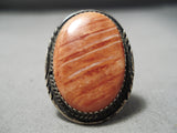 Ultra Impressive Vintage Native American Navajo Spiny Oyster Sterling Silver Ring Old-Nativo Arts