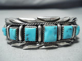 Stunning Vintage Navajo Turquoise Sterling Silver Bracelet Native American Old-Nativo Arts