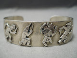 Ceremonial Dancing Kachina Vintage Native American Hopi Sterling Silver Bracelet-Nativo Arts