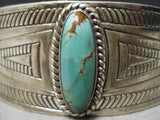 Native American Amazing Vintage Royston Turquoise Sterling Silver Bracelet Old-Nativo Arts