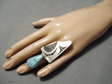 Huge Maiden Native American Turquoise Sterling Silver Ring-Nativo Arts