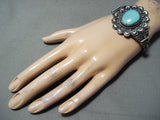 Breathtaking Signed Navajo Native American Turquoise Sterling Silver Bracelet-Nativo Arts