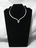 Native American Exceptional Vintage Navajo Turquoise Heishi Sterling Silver Necklace Old-Nativo Arts