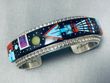 One Of The Most Intricate Ver Native American Navajo Turquoise Sterling Silver Bracelet-Nativo Arts